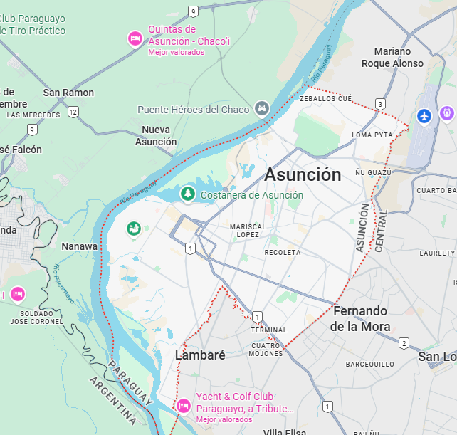 asuncion-map Mapa de Asunción, Paraguay